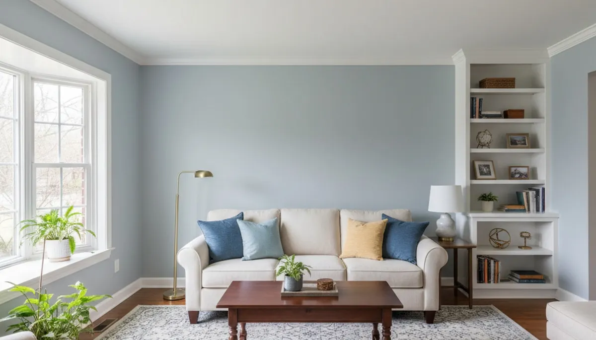 Freshly painted Louisville KY living room with smooth, professional interior finishes and modern colors