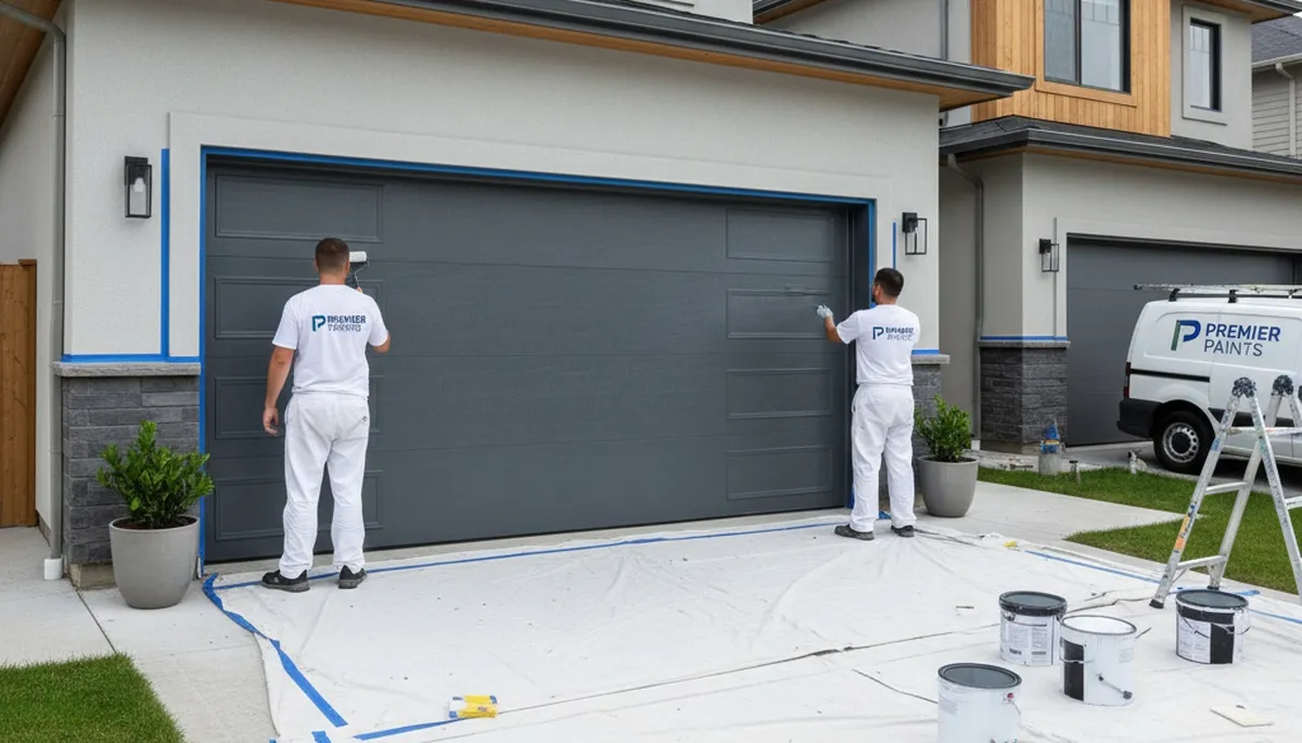 Professional garage door painting in Louisville KY enhancing curb appeal with durable exterior finishes