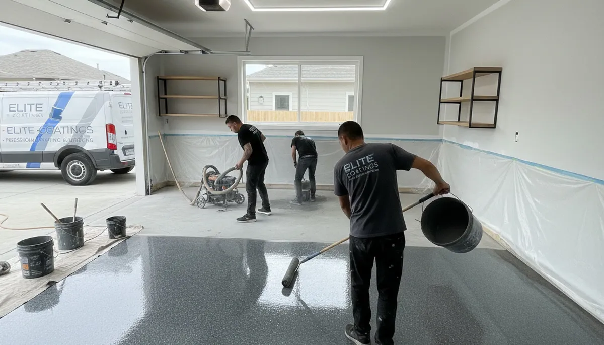 Professional garage floor epoxy coating in Louisville KY with durable, glossy finish for lasting protection