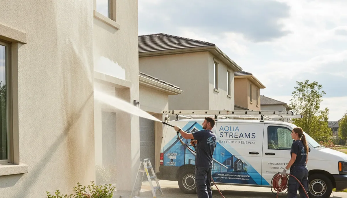 Professional pressure washing in Louisville KY restoring home siding and driveway surfaces