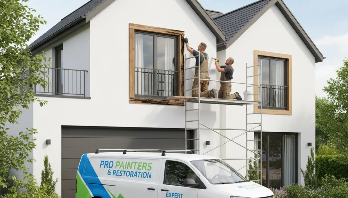 Professional wood rot repair and carpentry by Louisville KY house painters restoring damaged exterior wood